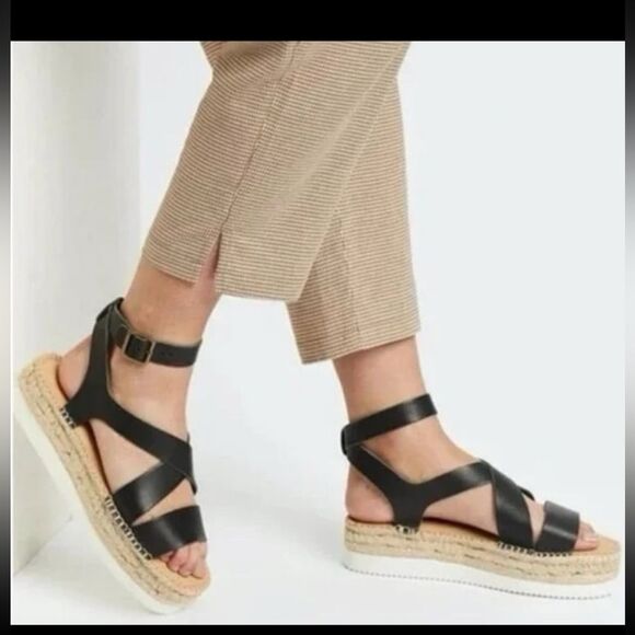 Soludos Olympia Black Leather Espadrille Ankle Strap Sandals - Women’s US 10M - Picture 5 of 6
